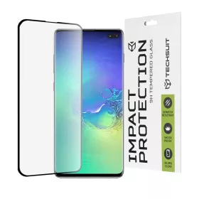   Techsuit - 111D Full Cover / Full Glue Glass / 3D Curved Screen - Samsung Galaxy S10 Plus - Black