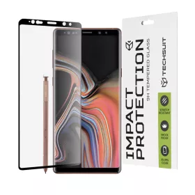   Techsuit - 111D Full Cover / Full Glue üvegfólia / 3D kerekített szélű kijelzőhöz - Samsung Galaxy Note 9 - Fekete széllel