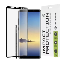   Techsuit - 111D Full Cover / Full Glue üvegfólia / 3D kerekített szélű kijelzőhöz - Samsung Galaxy Note 8 - Fekete széllel