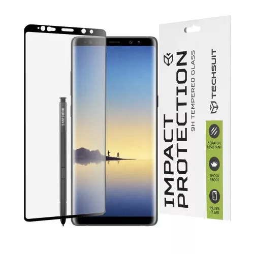 Techsuit - 111D Full Cover / Full Glue üvegfólia / 3D kerekített szélű kijelzőhöz - Samsung Galaxy Note 8 - Fekete széllel