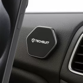   Techsuit - Phone Holder Tiny Series (HOLD210-C) - Dashboard Mágneses tapadás, Multipurpose Use, Hexagonal, 2 Metal Plates - Black