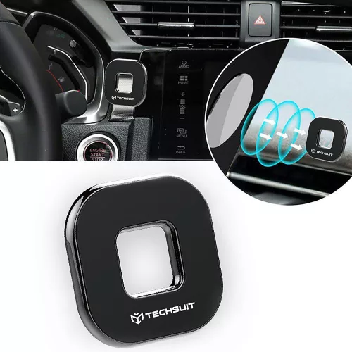 Techsuit - Phone Holder Tiny Series (HOLD210) - Dashboard Mágneses tapadás, Multipurpose Use, Quadrilateral, 2 Metal Plates - Black