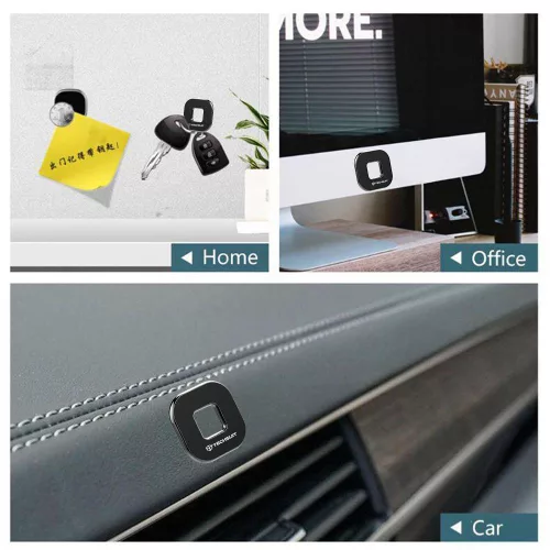 Techsuit - Phone Holder Tiny Series (HOLD210) - Dashboard Mágneses tapadás, Multipurpose Use, Quadrilateral, 2 Metal Plates - Black
