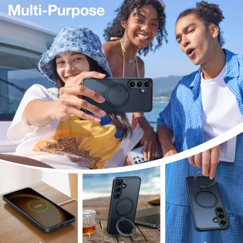 Torras - Ostand MagSafe Series tok - Samsung Galaxy S25 Plus - Fekete