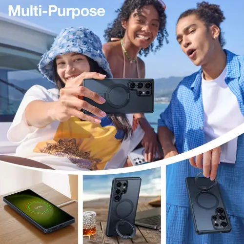 Torras - Ostand MagSafe Series tok - Samsung Galaxy S25 Ultra - Fekete