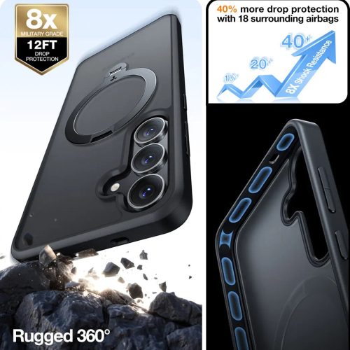 Torras - Ostand Spin MagSafe Series tok - Samsung Galaxy S25 Plus - Fekete