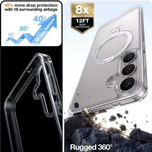 Torras - Ostand Spin MagSafe Series - Samsung Galaxy S25 Plus - Clear
