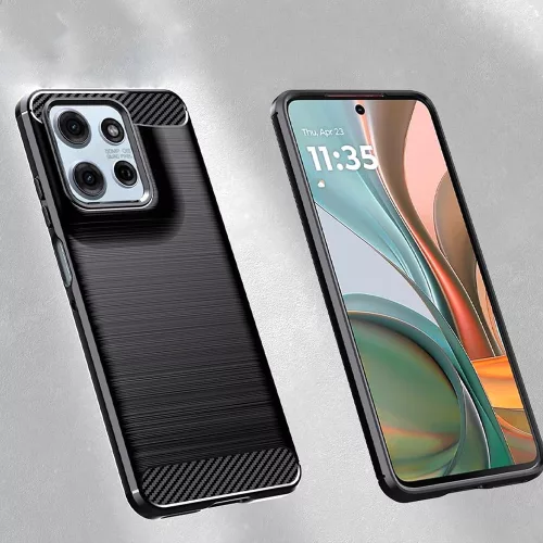 Techsuit - Carbon szilikon tok - Motorola Moto G15 / G15 Power / G17 / G17 Power - Fekete
