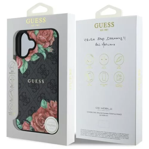 Guess - Hardcase 4G Flower Print MagSafe (GUHMP16SP4ROPEMCK) - iPhone 16 - Black