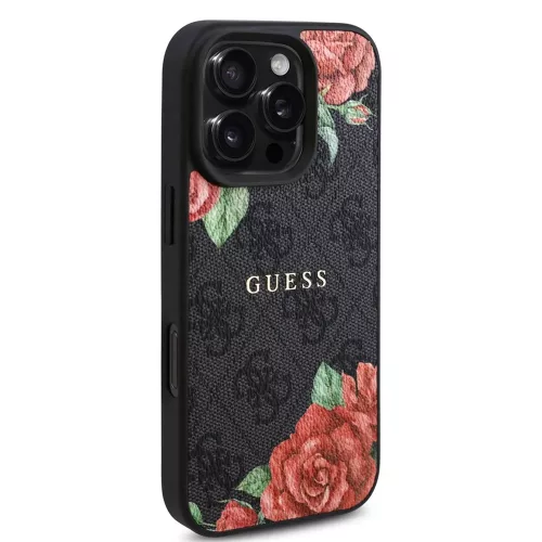 Guess - Hardcase 4G Flower Print MagSafe (GUHMP16LP4ROPEMCK) - iPhone 16 Pro - Black