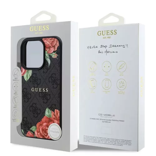 Guess - Hardcase 4G Flower Print MagSafe (GUHMP16LP4ROPEMCK) - iPhone 16 Pro - Black