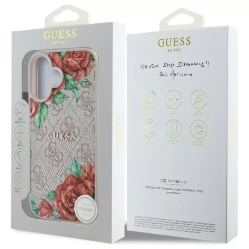 Guess - Hardcase 4G Flower Print MagSafe (GUHMP16SP4ROPEMCP) - iPhone 16 - Pink