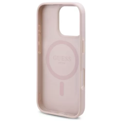 Guess - Keménytok 4G Virágmintás MagSafe (GUHMP16LP4ROPEMCP) - iPhone 16 Pro - Rózsaszín