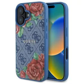   Guess - Keménytok 4G Virágmintás MagSafe (GUHMP16SP4ROPEMCB) - iPhone 16 - Kék