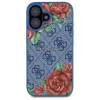 Guess - Keménytok 4G Virágmintás MagSafe (GUHMP16SP4ROPEMCB) - iPhone 16 - Kék