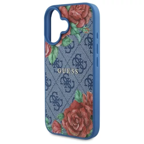 Guess - Keménytok 4G Virágmintás MagSafe (GUHMP16SP4ROPEMCB) - iPhone 16 - Kék