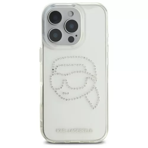Karl Lagerfeld - IML Rhinestones (KLHCP16XHKHDCELT) - iPhone 16 Pro Max - Transparent Karl Head