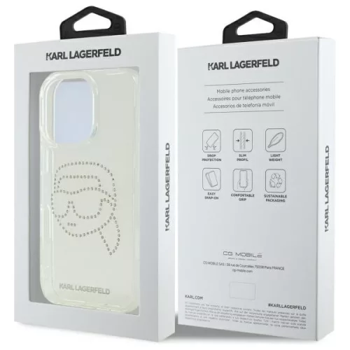 Karl Lagerfeld - IML Rhinestones (KLHCP16XHKHDCELT) - iPhone 16 Pro Max - Transparent Karl Head
