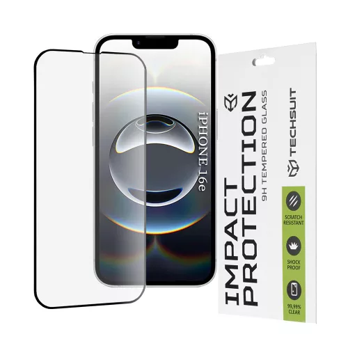 Techsuit - 111D Full Cover / Full Glue Glass - iPhone 16e / iPhone 17e - Black