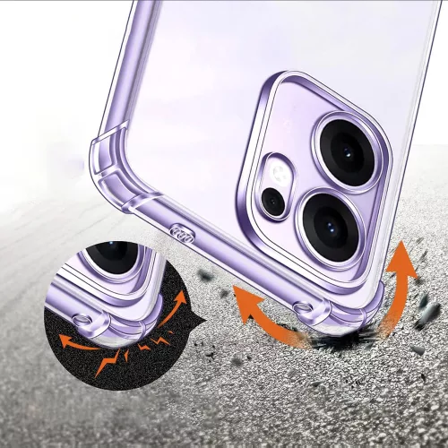 Techsuit - Shockproof Átlátszó Ütésálló Szilikon tok - Oppo Reno13 F 4G / Reno13 F 5G / Reno13 FS 5G - Átlátszó