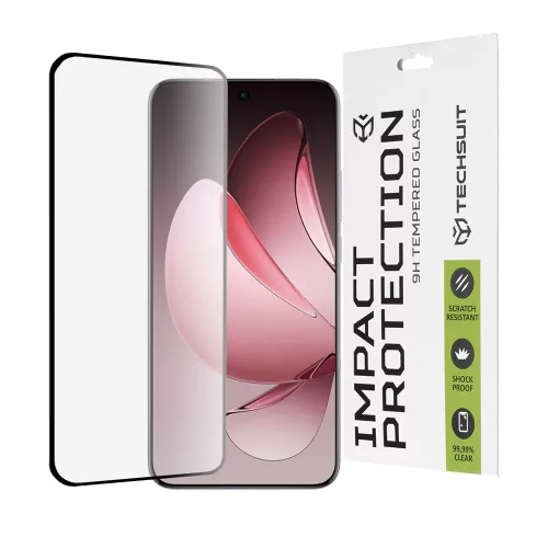 Techsuit - 111D Full Cover / Full Glue Glass / 3D Curved Screen - Oppo Reno13 Pro - Black