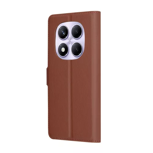 Techsuit - Leather Folio kinyitható tok - Xiaomi Redmi Note 14 Pro 4G - Barna
