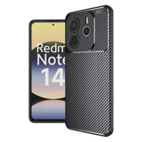   Techsuit - CarbonFiber szilikon tok - Xiaomi Redmi Note 14 4G (Regional) - Fekete