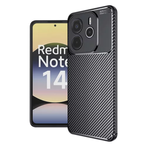 Techsuit - CarbonFiber szilikon tok - Xiaomi Redmi Note 14 4G (Regional) - Fekete