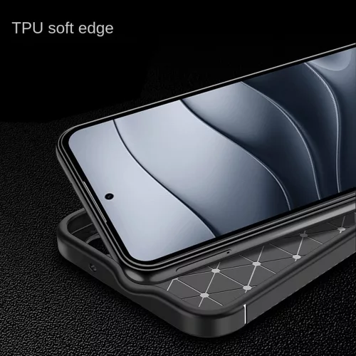 Techsuit - CarbonFiber szilikon tok - Xiaomi Redmi Note 14 4G (Regional) - Fekete