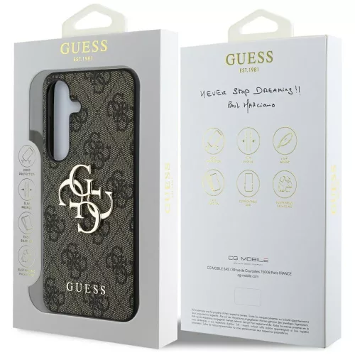 Guess - Keménytok 4G Nagy Fém Logó (GUHCS25S4GMGBR) - Samsung Galaxy S25 - Barna