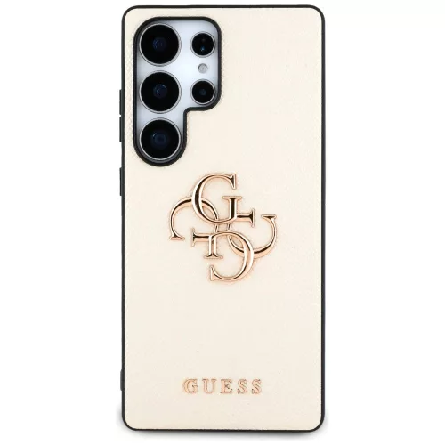 Guess - Keménytok 4G Szemcsézett Nagy és Klasszikus Logó (GUHCS25LPGT4MBE) - Samsung Galaxy S25 Ultra - Bézs