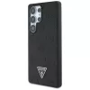 Guess - Bazsarózsás Szemcsézett Hőpecsétes Háromszög Logó MagSafe (GUHMS25LPGBTMK) - Samsung Galaxy S25 Ultra - Fekete