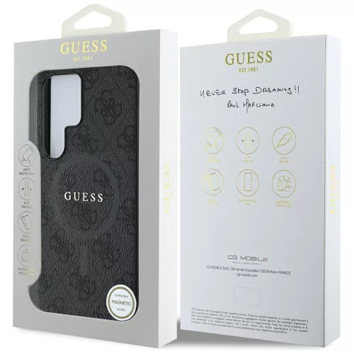 Guess - 4G Gyűrű Klasszikus Logó MagSafe (GUHMS25LG4GFRK) - Samsung Galaxy S25 Ultra - Fekete