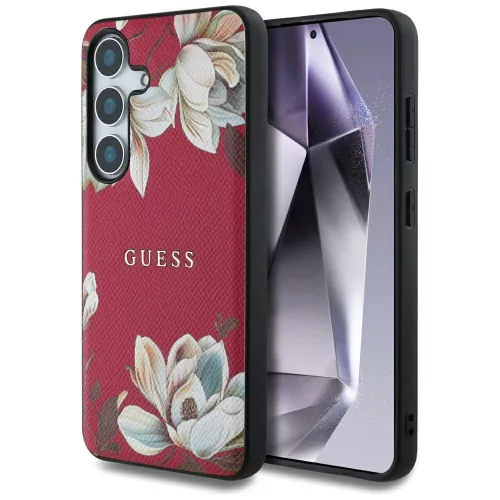 Guess - Virágos MagSafe (GUHMS25SPGNMPLMF) - Samsung Galaxy S25 - Fukszia
