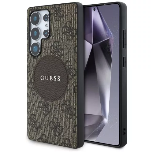 Guess - 4G Kör Klasszikus Logó MagSafe (GUHMS25LP4PGRSGW) - Samsung Galaxy S25 Ultra - Barna