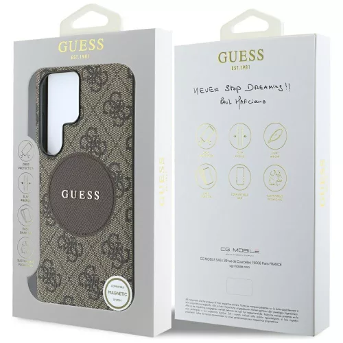 Guess - 4G Kör Klasszikus Logó MagSafe (GUHMS25LP4PGRSGW) - Samsung Galaxy S25 Ultra - Barna