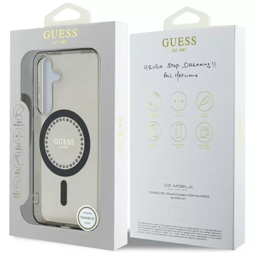 Guess - IML Rhinestones MagSafe (GUHMS25SPFTDTEK) - Samsung Galaxy S25 - Black