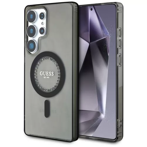 Guess - IML Strasszos MagSafe (GUHMS25LPFTDTEK) - Samsung Galaxy S25 Ultra - Fekete