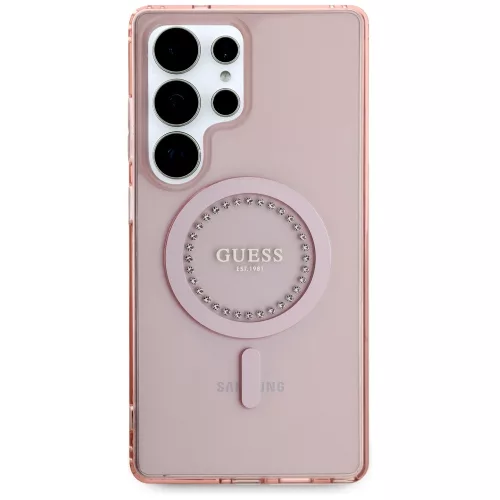 Guess - IML Strasszos MagSafe (GUHMS25LPFTDTEP) - Samsung Galaxy S25 Ultra - Rózsaszín