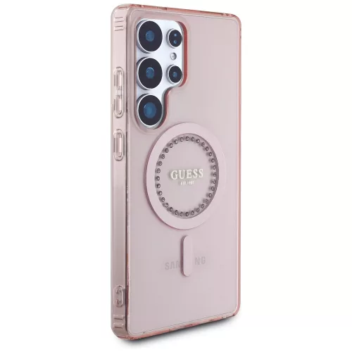Guess - IML Strasszos MagSafe (GUHMS25LPFTDTEP) - Samsung Galaxy S25 Ultra - Rózsaszín