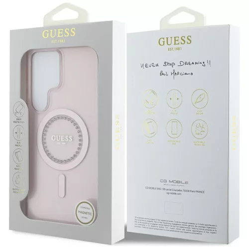 Guess - IML Strasszos MagSafe (GUHMS25LPFTDTEP) - Samsung Galaxy S25 Ultra - Rózsaszín