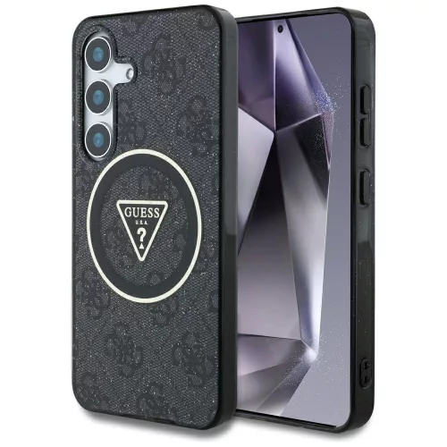 Guess - IML Metal Glitter 4G Circle Triangle MagSafe (GUHMS25SHG4PRTGK) - Samsung Galaxy S25 - Black