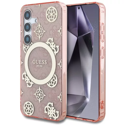 Guess - IML Bazsarózsa 4G Háttéren MagSafe (GUHMS25SH4PYEEP) - Samsung Galaxy S25 - Rózsaszín