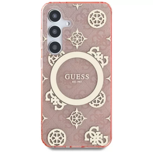 Guess - IML Bazsarózsa 4G Háttéren MagSafe (GUHMS25SH4PYEEP) - Samsung Galaxy S25 - Rózsaszín