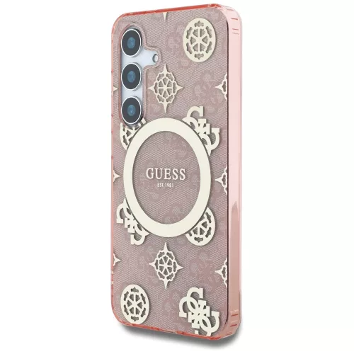 Guess - IML Bazsarózsa 4G Háttéren MagSafe (GUHMS25SH4PYEEP) - Samsung Galaxy S25 - Rózsaszín
