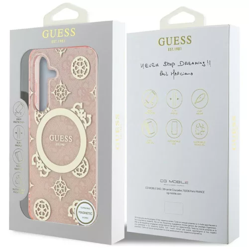 Guess - IML Bazsarózsa 4G Háttéren MagSafe (GUHMS25SH4PYEEP) - Samsung Galaxy S25 - Rózsaszín