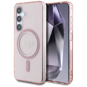   Guess - IML Csillámos Kör MagSafe (GUHMS25SHFGEREP) - Samsung Galaxy S25 - Rózsaszín