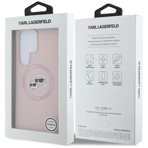 Karl Lagerfeld - Silicone Double Heads MagSafe (KLHMS25LSKCHTCP) - Samsung Galaxy S25 Ultra - Pink