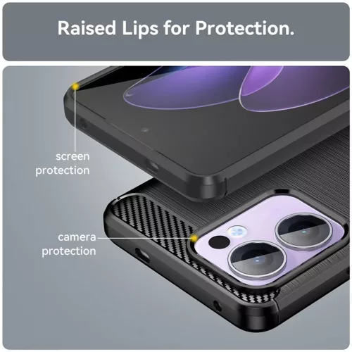 Techsuit - Carbon szilikon tok - Oppo Reno13 - Fekete