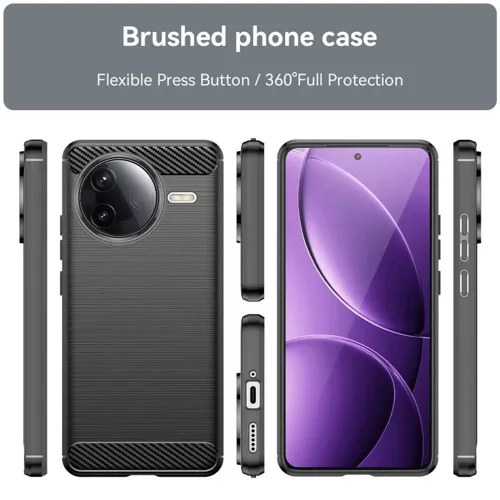 Techsuit - Carbon szilikon tok - Xiaomi Poco F7 Ultra - Fekete
